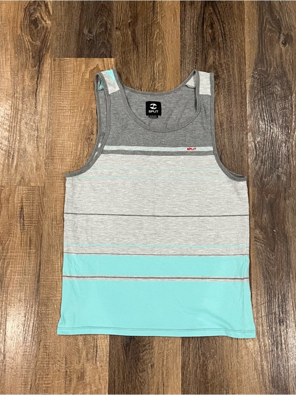 Vintage Y2K SPLIT skateboard Tank Top M skate rave 90s Color Block Stripe